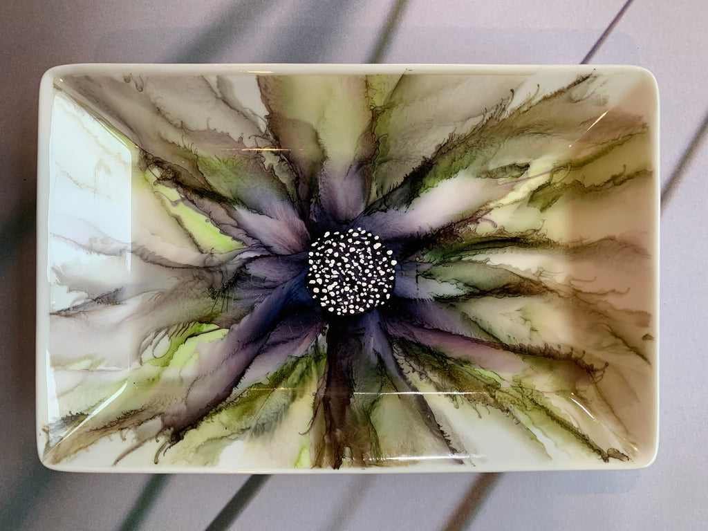 Trinket dish - green and eggplant
